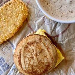 Bacon Egg Cheese McGriddle and Hash Browns