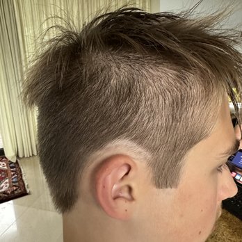 Salon Blanc - Notice the brutal line around the ear! The other side does not match! Balding spots and brutal sideburns! - Hair Stylists Near Me - Honolulu, Hawaii Salon Blanc - Notice the brutal line around the ear! The other side does not match! Balding spots and brutal sideburns! - Hair Stylists Near Me - Honolulu, Hawaii