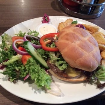 Inside Bar & Cafe - Classic inside burger (small) with house mango sauce and a salad with no dressing. - Burgers Near Me - Bergen, 12