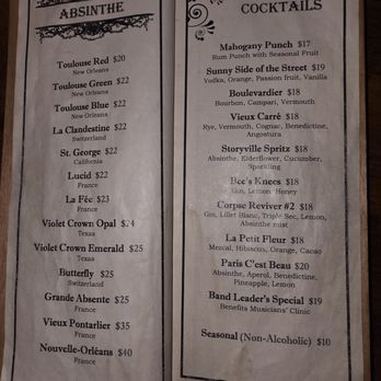 Mahogany Jazz Hall - Absinthe & Cocktail List - Jazz & Blues Near Me - New Orleans, Louisiana Mahogany Jazz Hall - Absinthe & Cocktail List - Jazz & Blues Near Me - New Orleans, Louisiana