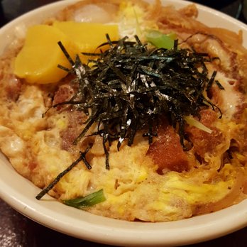 Blue Ocean Japanese Restaurant - Donkatsu pork cutlet with egg and onions over rice - Japanese Near Me - Fairfax, Virginia Blue Ocean Japanese Restaurant - Donkatsu pork cutlet with egg and onions over rice - Japanese Near Me - Fairfax, Virginia