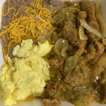 Arriola's Tortilleria - Delicious new plate chicharrón verde for breakfast yum - Mexican Near Me - Indio, California