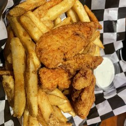 Blue Bills Sports Bar And Tap Room - Chicken Strips were okay, nice and crispy, small serving but a ton of fries (also nice and crispy)