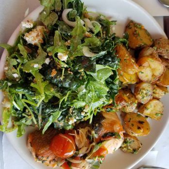 Forage - Build a plate with salmon, new potatoes, and kale and arugula salad. - Salad Near Me - Los Angeles, California Forage - Build a plate with salmon, new potatoes, and kale and arugula salad. - Salad Near Me - Los Angeles, California