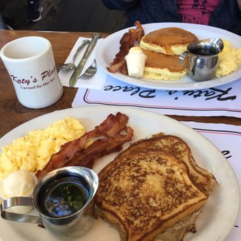 Katy's Place - Top: Katy's Combo ($17.95) Bottom: French Toast Combo ($18.95), Coffee ($3.50 each) ~Fluffy pancakes and yummy French toast - Breakfast & Brunch Near Me - Carmel, California Katy's Place - Top: Katy's Combo ($17.95) Bottom: French Toast Combo ($18.95), Coffee ($3.50 each) ~Fluffy pancakes and yummy French toast - Breakfast & Brunch Near Me - Carmel, California