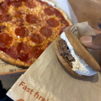 Blaze Pizza - Spicy Pepperoni Pizza Half 11-inch Pizza choice of side Chocolate s'mores - Salad Near Me - Reno, Nevada Blaze Pizza - Spicy Pepperoni Pizza Half 11-inch Pizza choice of side Chocolate s'mores - Salad Near Me - Reno, Nevada
