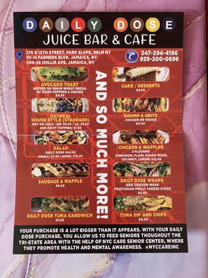 Menu photo 1 Daily Dose Juice Bar And Cafe Brooklyn, NY Menu photo 1 Daily Dose Juice Bar And Cafe Brooklyn, NY