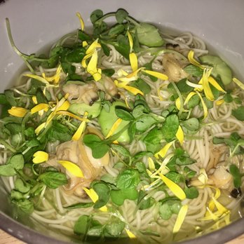 Kato - Tomato water somen cold noodles with clam and marigold flowed - Taiwanese Near Me - Los Angeles, California Kato - Tomato water somen cold noodles with clam and marigold flowed - Taiwanese Near Me - Los Angeles, California