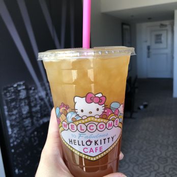 Hello Kitty Cafe - Peach Iced Tea with peach bits! - Desserts Near Me - Las Vegas, Nevada Hello Kitty Cafe - Peach Iced Tea with peach bits! - Desserts Near Me - Las Vegas, Nevada