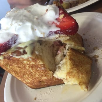 Button Up Cafe - Strawberry cheesecake stuffed French toast was mostly bread....not worth it in my opinion - Breakfast & Brunch Near Me - Pearl City, Hawaii