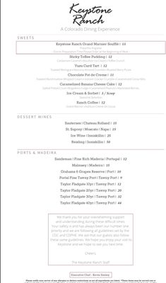 Menu photo 8 Keystone Ranch Keystone, CO