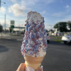 Dairy Palace - Vanilla soft serve with cotton candy crumbles