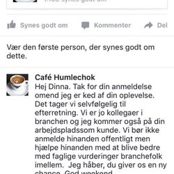 Cafe Humle Chok - Kommentaren hun fik efter sin anmeldelse