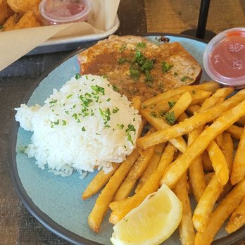 FISH DISTRICT - Ahi tuna with batter fries and rice - Seafood Near Me - San Diego, California