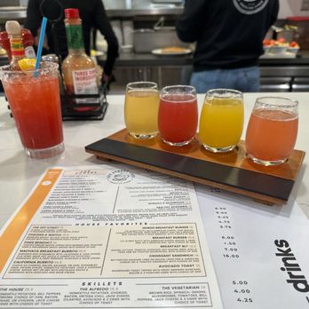 Off Street Cafe - Mimosa flight! - American Near Me - Cerritos, California Off Street Cafe - Mimosa flight! - American Near Me - Cerritos, California