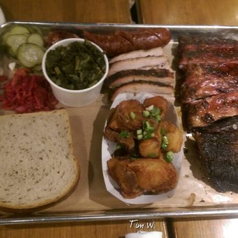 Mabel's BBQ - Beef brisket, pork belly, kielbasa, pork spare ribs, hot greens and J.W. Potatoes! - Barbeque Near Me - Cleveland, Ohio