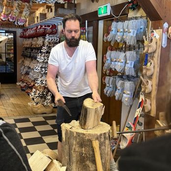 Irene Hoeve - Wooden clog carving demo - Cheese Shops Near Me - Katwoude, New Hampshire