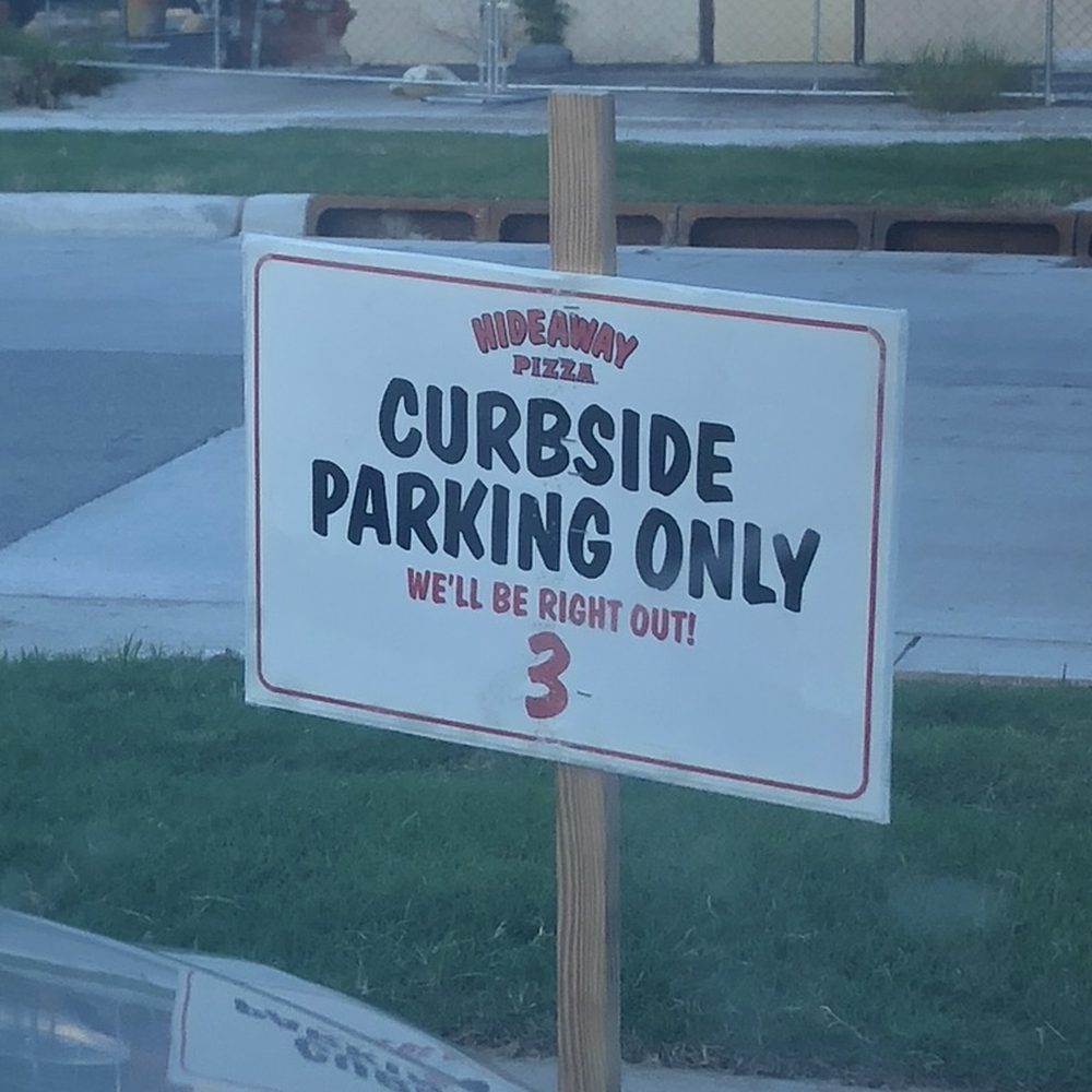 Hideaway Pizza - Specific spaces for curbside pickup (and each space numbered for extra efficiency!) - Italian Near Me - Tulsa, Oklahoma