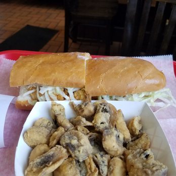 Po Boy Express - a sub sandwich and fried mushrooms - Fast Food Near Me - Denham Springs, Louisiana