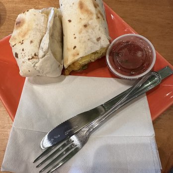 Satellite Coffee - Grabburito with salsa on the side. - Coffee & Tea Near Me - Albuquerque, New Mexico
