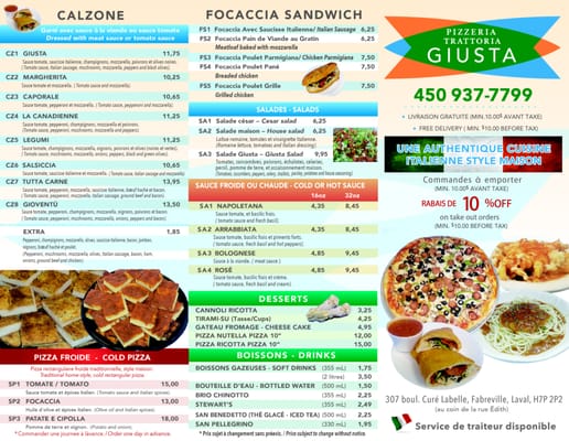 Menu photo 6 Pizzeria Trattoria Giusta Laval, QC Menu photo 6 Pizzeria Trattoria Giusta Laval, QC