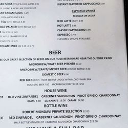 Mineral Lodge Restaurant - Menu: Drinks