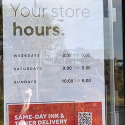 Staples - Says closes at 6pm...already closed and locked up at 5:30pm