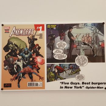 Five Guys - Funny comic art on the wall. - Fast Food Near Me - Redwood City, California Five Guys - Funny comic art on the wall. - Fast Food Near Me - Redwood City, California