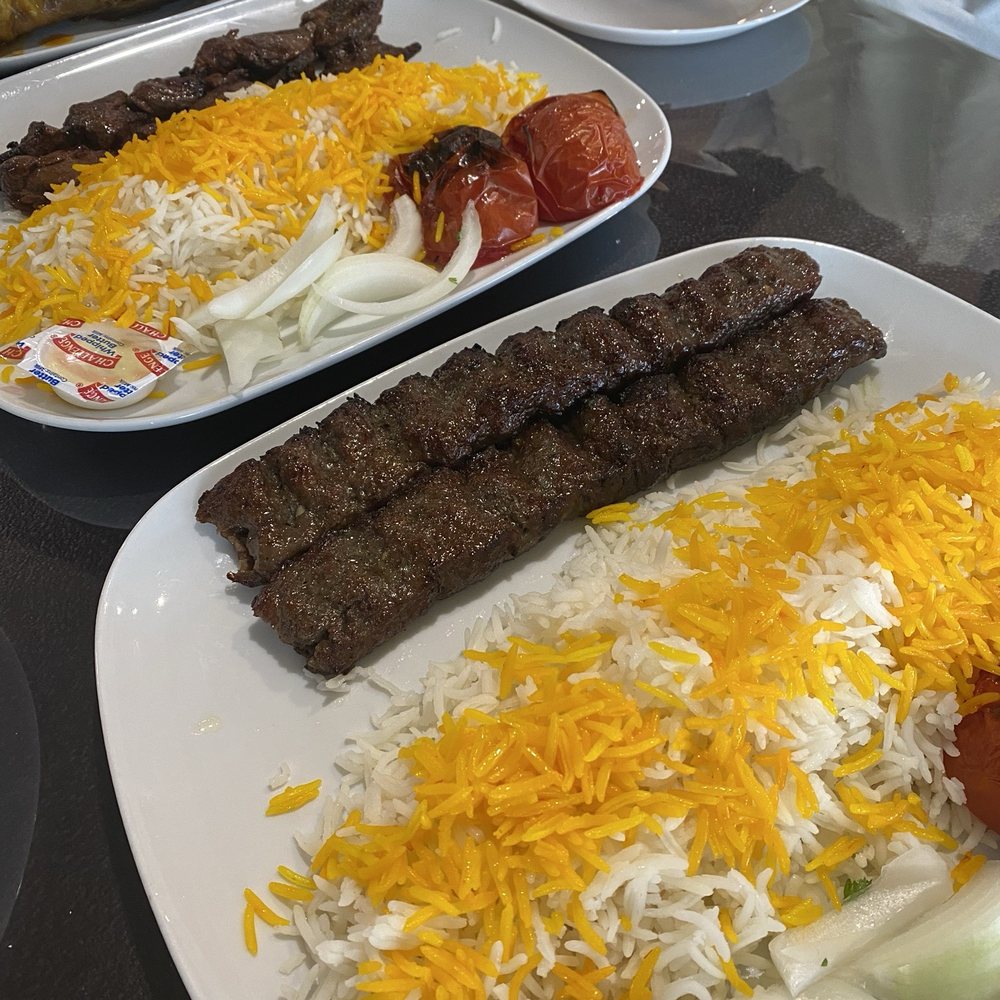 Zeitoon  Cafe - Koobideh Kabob (front) and some Lamb Kabob (back) - Cafes Near Me - Midvale, Utah