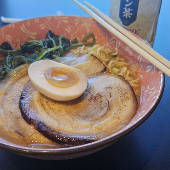 Ramen 4 Real - Shoyu ramen, with braised pork, egg, and spinach, with a jasmine tea. - Ramen Near Me - Reno, Nevada Ramen 4 Real - Shoyu ramen, with braised pork, egg, and spinach, with a jasmine tea. - Ramen Near Me - Reno, Nevada