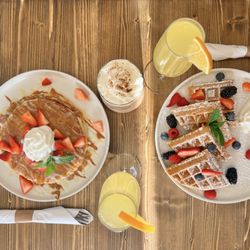 Hacienda Cafe & Grill - Pancakes and Waffle with Classic Mimosas.