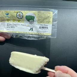 White Chocolate covered key lime pie on a stick