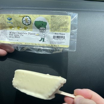 Kermit's Key West Key Lime Shoppe - White Chocolate covered key lime pie on a stick - Specialty Food Near Me - DeLand, Florida