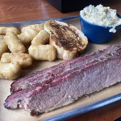 Moose Creek Barbecue - 1 meat platter with brisket, Texas toast, potato salad, and Gouda bites