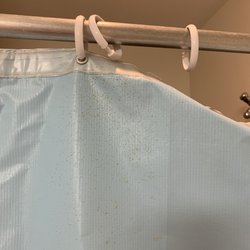 Chateau Living Center - Dirty Shower Curtain in Parent's bathroom at Chateau Living Center in Kenner, Louisiana. Dirty the day he moved in & was never cleaned.