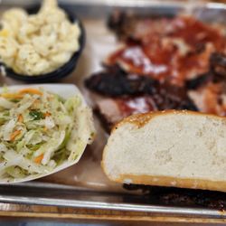 Golden Rule Bar-B-Q and Grill - Irondale - Pork plate sliced, inside and out with cole slaw and mac and cheese