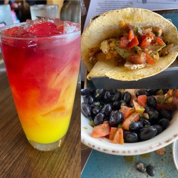 First Watch - Morning Meditation Drink & Breakfast Tacos (only 1 is pictured but there were 3) & side of black beans. - Breakfast & Brunch Near Me - St.Peter's, Missouri