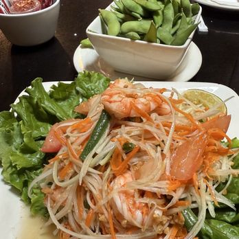 Rice By Mama - Papaya Salad w/ Shrimp and a side Edamame - Thai Near Me - Ventura, California Rice By Mama - Papaya Salad w/ Shrimp and a side Edamame - Thai Near Me - Ventura, California