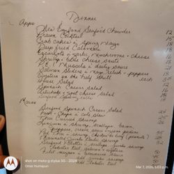 Flippers Seafood Restaurant - Main menu