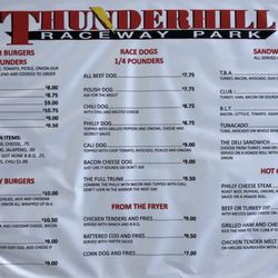 Thunderhill Grill - Menu 1 of 2. Note: Menu will be changing soon!