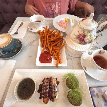 Prince Tea House - Sweet Potato Fries Trio Combo Mix and Match 116. Latte PU1. Pu Erh Imperial Tea D18. Coconut Panna Cotta - Tea Rooms Near Me - Flushing, New York