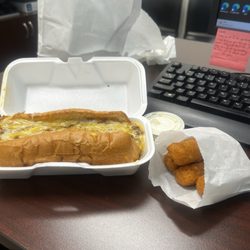 Elmer's Drive-In - Chili cheese dog and cheese sticks