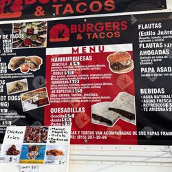 JK Burgers & Tacos - Taco menu