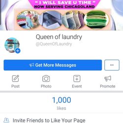 Queen of Laundry - Queen of Laundry recieved 1000 likes on its Facebook page.