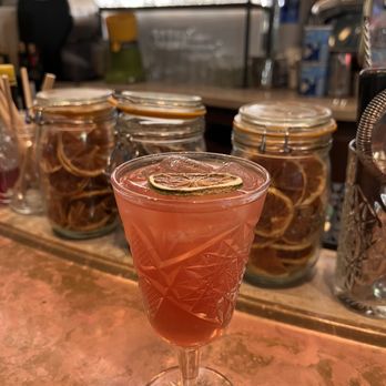 Poni - Le Martyr cocktail in a beautiful glass - Brasseries Near Me - Paris, 01