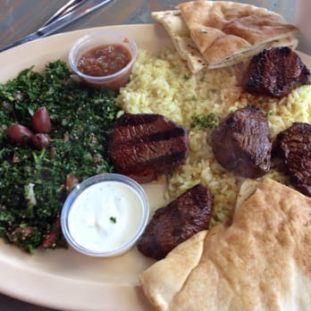 Mediterranean Grill - Shish kabob plate with tabouleh. These are large pieces of moist, flavorful beef. YUM. - Mediterranean Near Me - Athens, Georgia