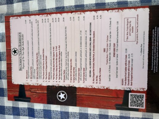 Menu photo 1 Big John's Texas BBQ Page, AZ