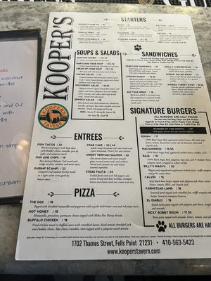 Menu photo 6 Kooper's Tavern Baltimore, MD