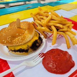 Eddie's Grill - Double Cheeseburger, fries, and a mound of ketchup