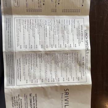 Srivilai Thai Cuisine - Menu - Thai Near Me - Seattle, Washington